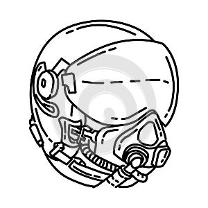 Air Force Pilot Helmet Icon. Doodle Hand Drawn or Outline Icon Style