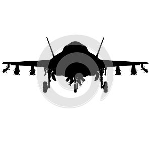 Air Force stealth F-35 Lightning II fighter jet. Detailed vector illustration of an F 35 jet fighter while flying airplane with ex