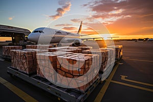 Air freight forwarding industry. Beautiful illustration picture. Generative AI