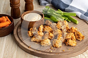 Air fried cauliflower florets and ranch dip