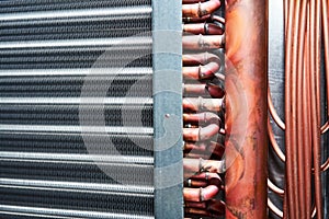 air handling unit Heat Exchanger Condenser Evaporator heating cooling close-up photo