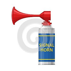 Air horn for rescue sos or sports signals isolated on white background. Signal horn, sound signal klaxon. Vector