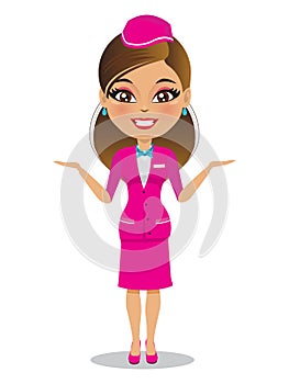 An air hostess is smiling in her uniform - Vector