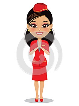 An air hostess is smiling in her uniform - Vector