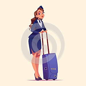 Air hostess, stewardess with luggage aircrew girl photo