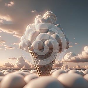 air ice cream in clouds (illustration