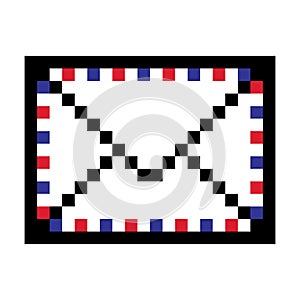 Air mail envelope pixel art on white background