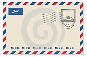 Air mail envelope template. Decorative paper letter