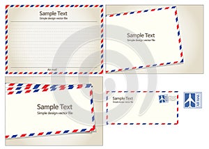 Air mail, postal stamp and letter