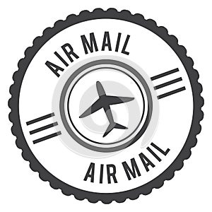 Air mail stamp. Fast postal service mark