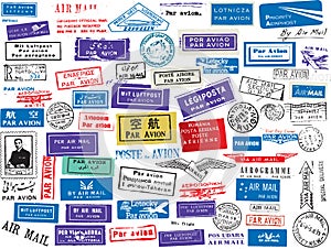 Air mail stamp set