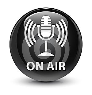 On air (mic icon) glassy black round button