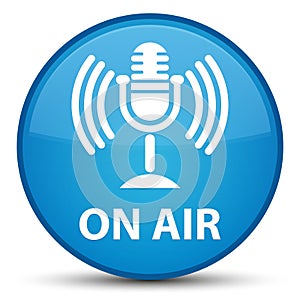 On air (mic icon) special cyan blue round button