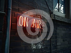 On Air Neon Sign on Brick Wall