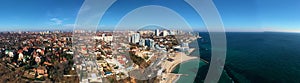 Air panorama the urbane landscape with  Black Sea coastline and 10 stage of Big Fontana in Odessa Ukraine photo