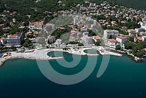 Air photo of Opatija city center on adriatic sea in Croatia