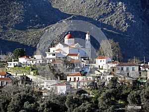 Air photograph, Lakki, Omalos, Lefka Ori, Chania, Crete, Greece photo