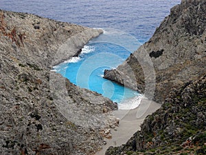 Air photograph, Seitan Limania Beach, Chania, Crete, Greece