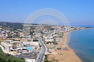 Air photograph, Stalos Beach, Chania, Crete, Greece