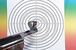 Air pistol with ammunition for sports shooters in caliber 4.5 mm Photographed in the studio