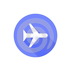 Air plane from above long shadow icon. Simple glyph.Airport icons for ui and ux.website or mobile application