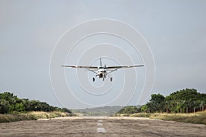 Air plane above runway