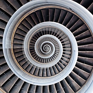 Air plane engine spiral abstract background. Engine fractal background. Industrial infinity spiral surreal abstract image