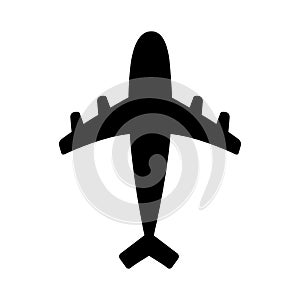 Air plane icon. Black silhouette shape. Airplane flying sign symbol. Travel concept. Flat design. White background. Isolated