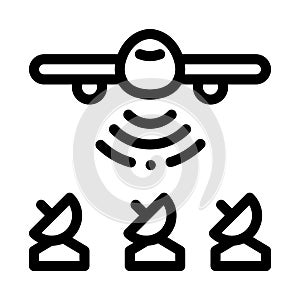 Air plane radar signal icon vector outline illustration