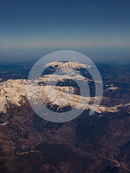 Air Plane view of Canigou Peak and Tretzevents Peak, Prats de Mollo la Preste National Nature Reserve, Catalunya, near Barcelona, photo