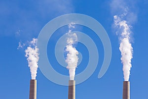 Air pollution from coal-powered plant smoke stacks