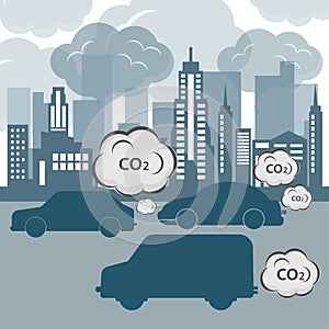 Air pollution environment at city, vehicle traffic and toxic pollution.