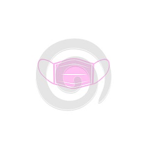 Air pollution face pink mask isolated on white background, woman wearing medical virus mask, coronavirus