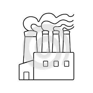 Air pollution from industrial factory. Global warming and greenhouse gas emissions from heavy industry concept