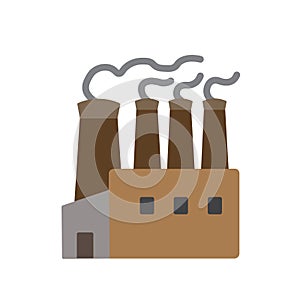 Air pollution from industrial factory. Global warming and greenhouse gas emissions from heavy industry concept