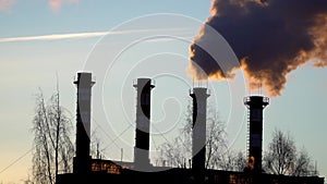 Air pollution from industrial plant pipes