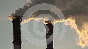 Air pollution from industrial plant pipes