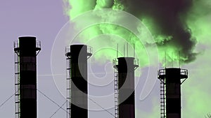 Air pollution from industrial plant pipes