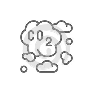 Air pollution, industrial smog, co2 emissions line icon.