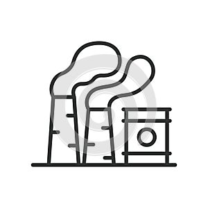 Air pollution, in line design. Air, pollution, environment, smog, contamination, emissions on white background vector