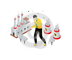 Air pollution - modern colorful isometric vector illustration