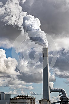 Air pollution power station exhaust chimney photo