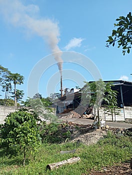 Air pollution resulting from a plywood industry photo