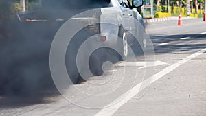 Air pollution from vehicle exhaust pipe