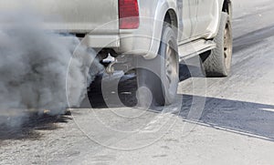 Air pollution from vehicle exhaust pipe