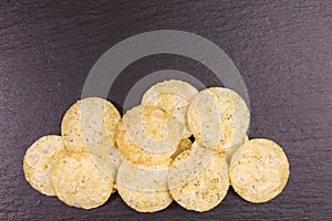 Air popped chickpea potato chips