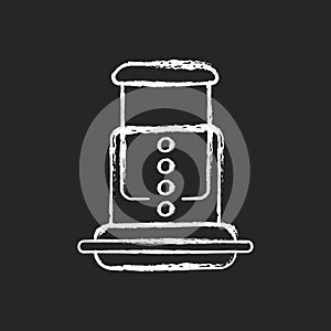 Air pressure coffee plunger chalk white icon on dark background