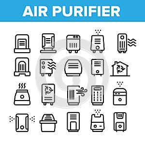 Air Purifier Devices Collection Icons Set Vector