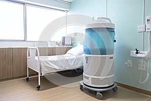 air purifier in hospital room, providing a safe and clean environment for patient