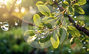 air-purifying tree with morning light and a bokeh background.